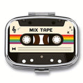 Retro Cassette-Style Square Pill Box (1-Pack), Small Pill Storage Box, Multiple Compartments, Portable Home Storage Box, Fits in Pockets and Bags, Unique Travel Gift