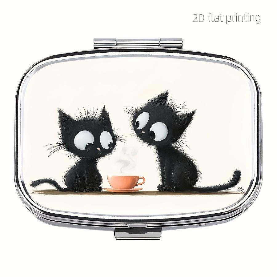 1 cute cat-shaped pill organizer, 2 metal pill organizers with compartments—portable and durable, perfect for storing vitamins and medications, and an ideal travel gift for parents and friends