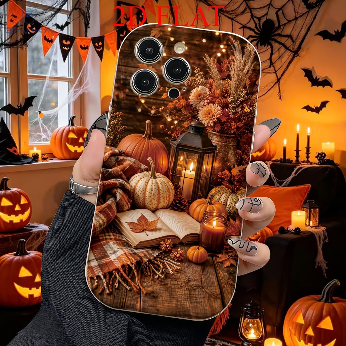 Warm autumn atmosphere pumpkin candle phone case, retro wooden desktop anti drop soft shell phone case, the best choice for Christmas and Halloween gifts, suitable for 18/17/16/15/14/13/12/11/Plus/Pro/ProMax/Air, S22/23/24/25/26, birthday gifts